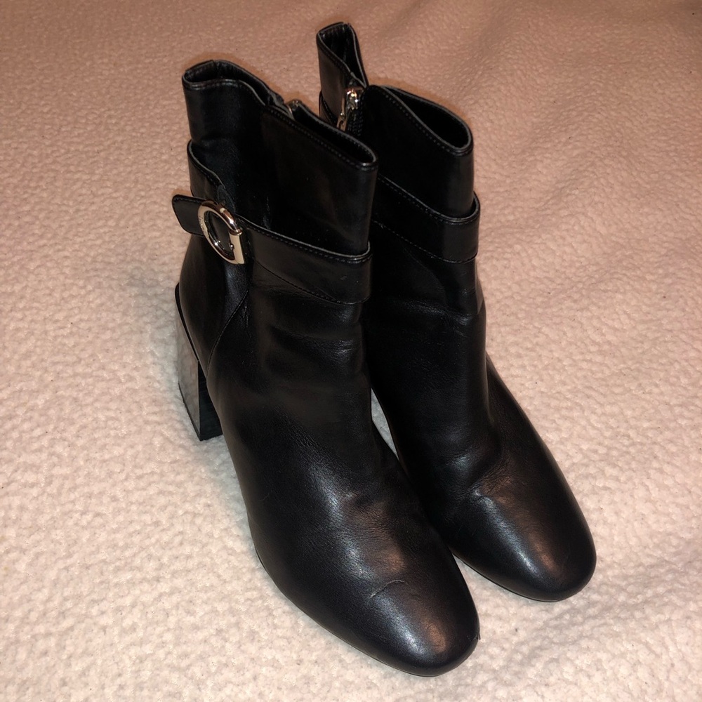 Circus by Sam Edelman Black Leather Buckle Ankle Boots